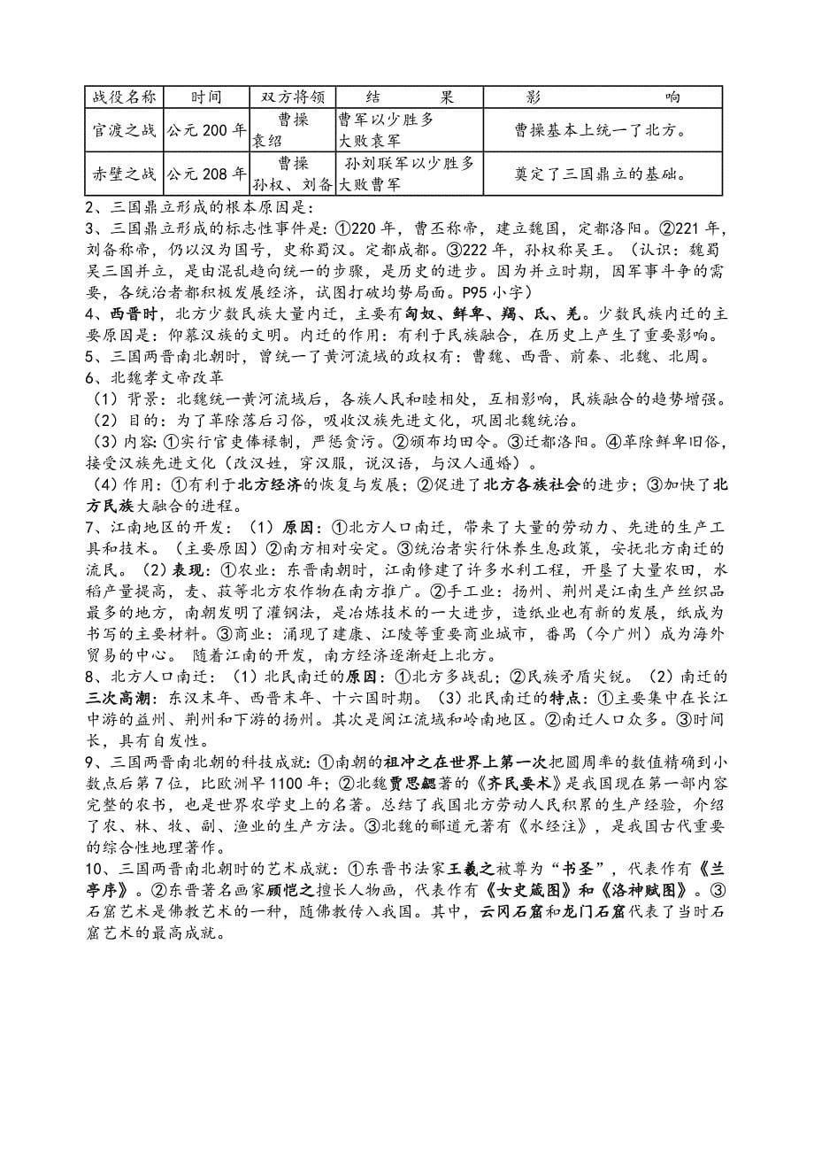 岳麓版七年级上册复习资料_第5页