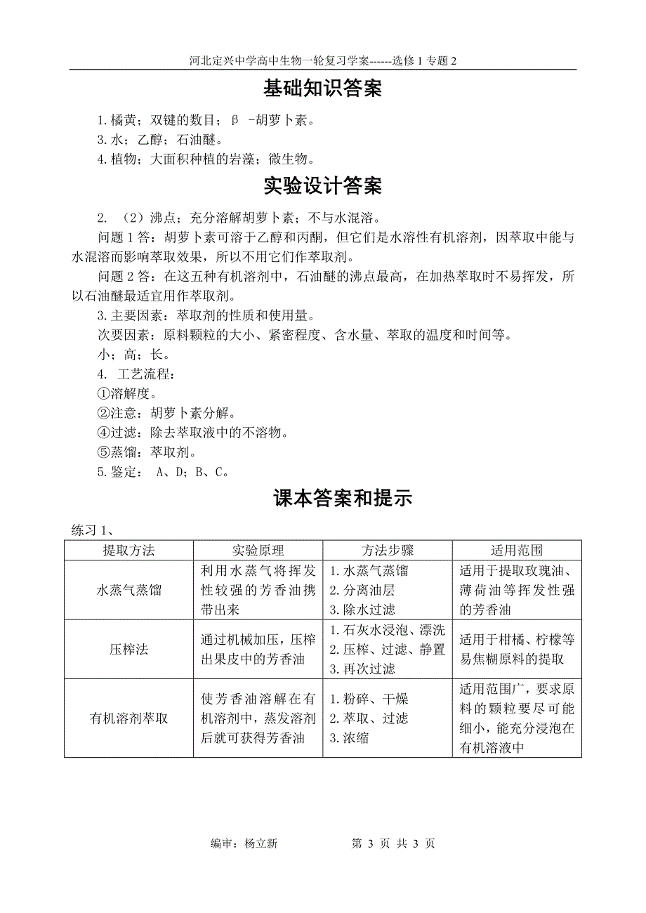 选1-6-2(学案)胡萝卜素的提取_第3页