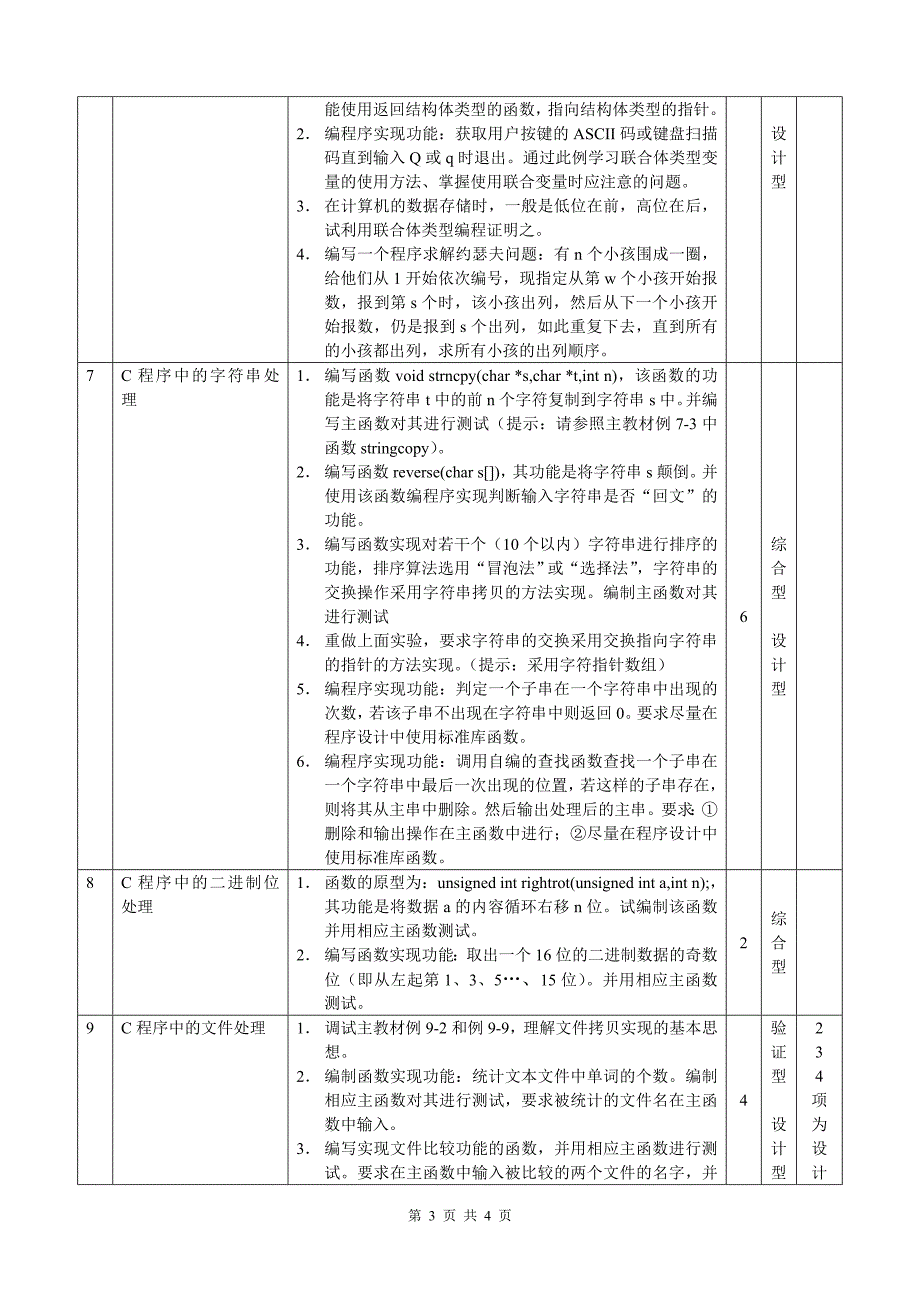 程序设计基础课程实验教学大纲_第3页