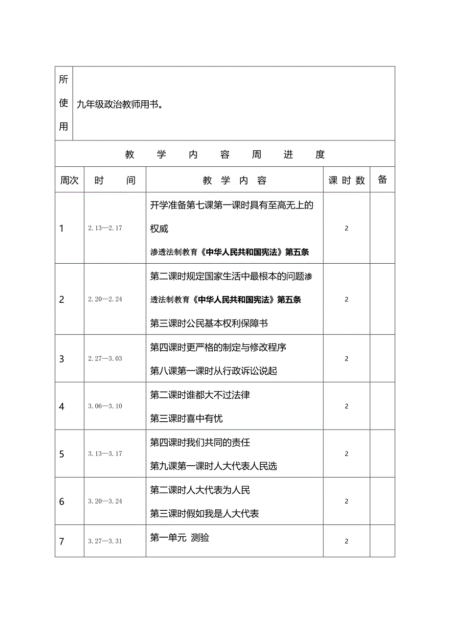 人民版九年级下政治教学计划_第3页