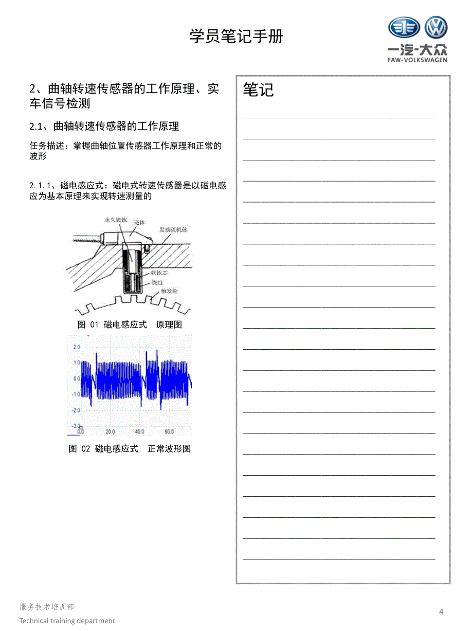 2013年一汽大众ea111发动机曲轴转速传感器学员手册_第4页