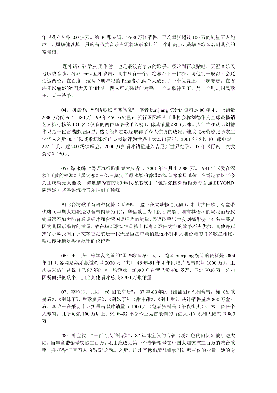 华语歌坛百名歌手销量统计《利群周报》_第2页