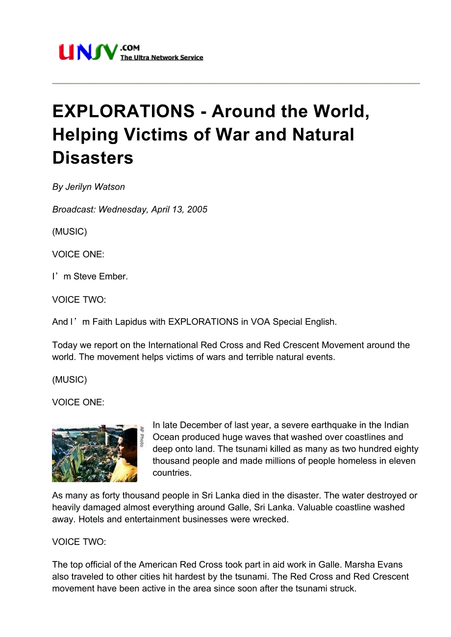 EXPLORATIONS - Around the World, Helping Victims of War and Natural Disasters_第1页