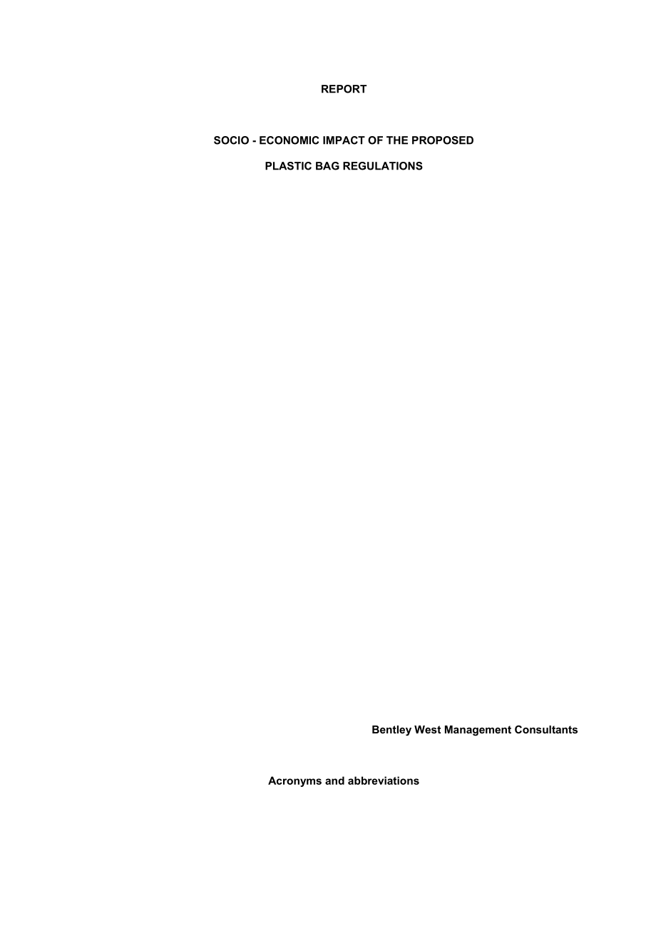 FRIDGE《Socio-economic impact assessment of the proposed plastic bag regulations》_第1页