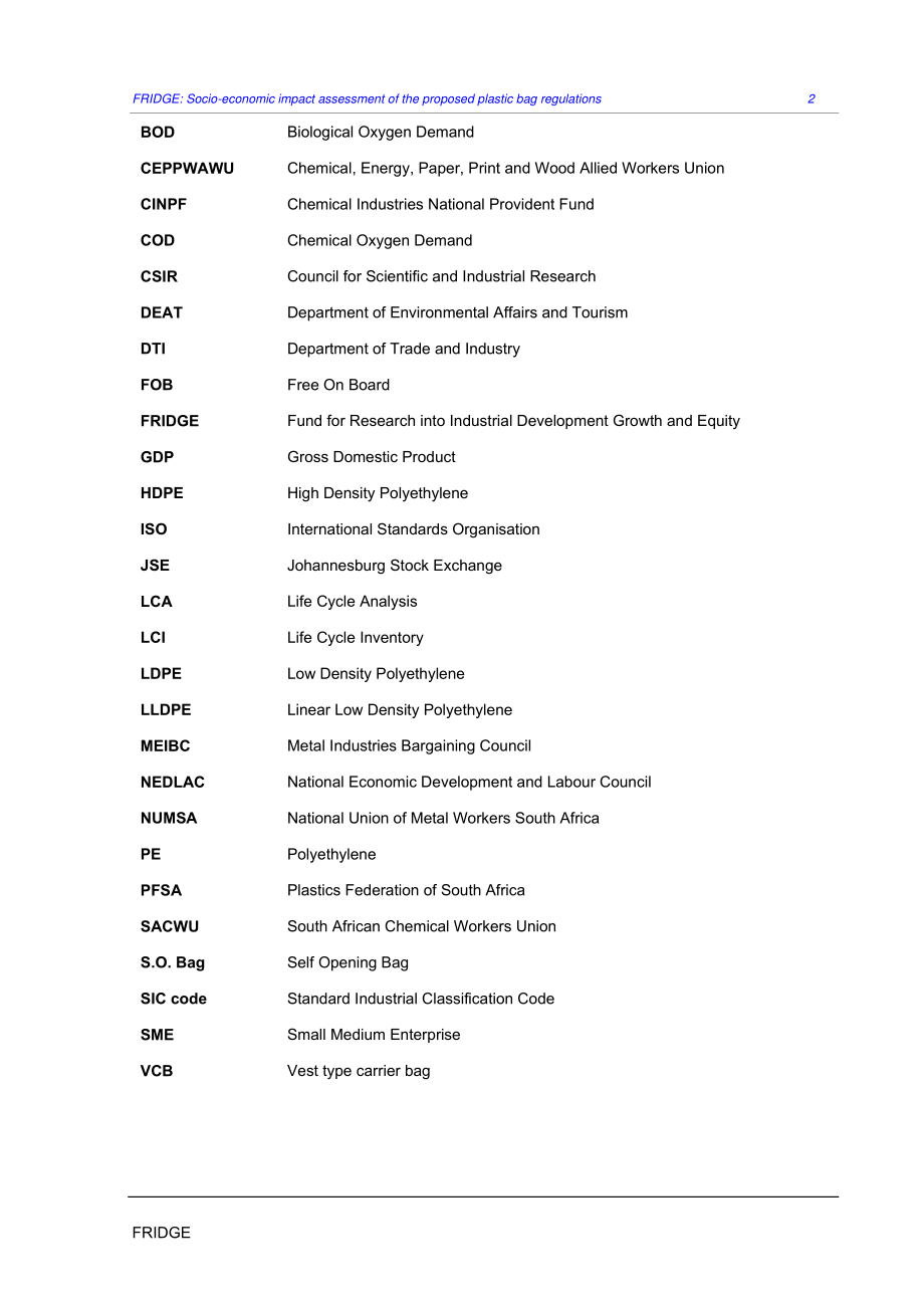 FRIDGE《Socio-economic impact assessment of the proposed plastic bag regulations》_第2页