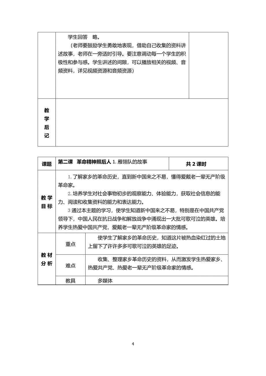 河北人民出版本社四年级下品德与社会教学设计引以为荣的家乡_第4页