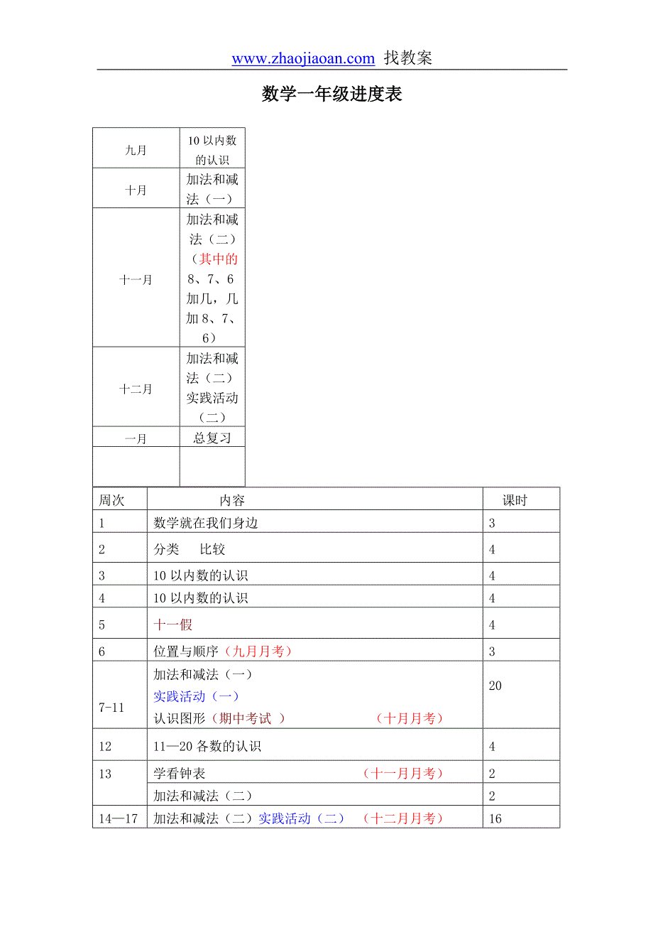 北京版一年级上册数学教案全集_第4页