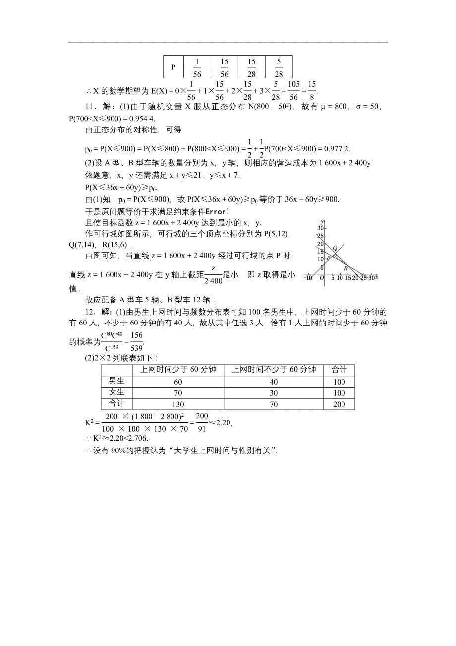 2014届高三数学(理)第二次总复习训练题：统计、统计案例Word版含解析_第5页