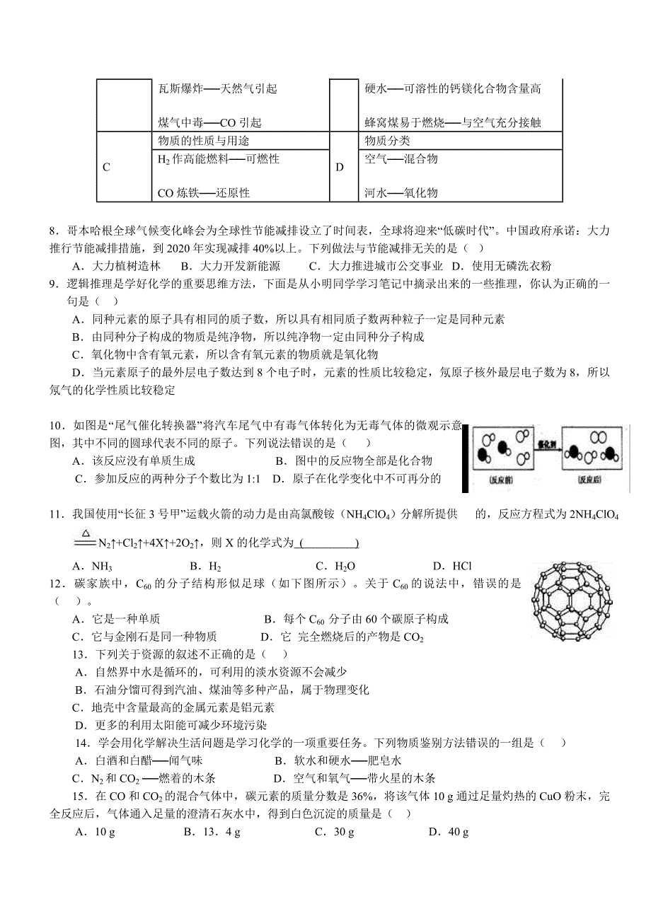 2017---2018学年第二学期初三化学开学检测题人教版无答案_第2页