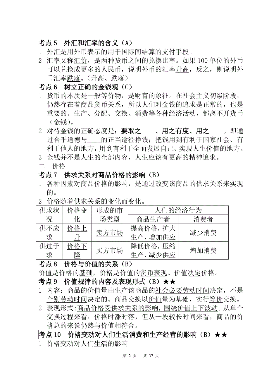 2015江苏省高中政治小高考考试重点知识精选汇编_第2页