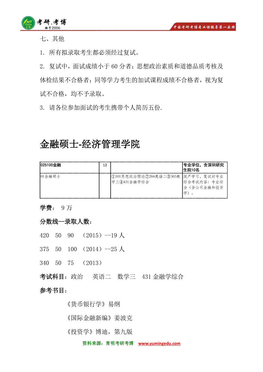 清华大学金融硕士考研参考书目@考研经验_第3页