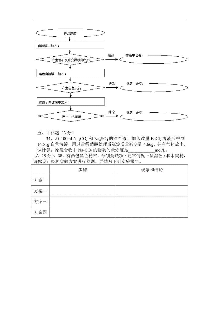 2004年广东南雄中学新课标高中化学必修1(人教版)期中考..._第5页