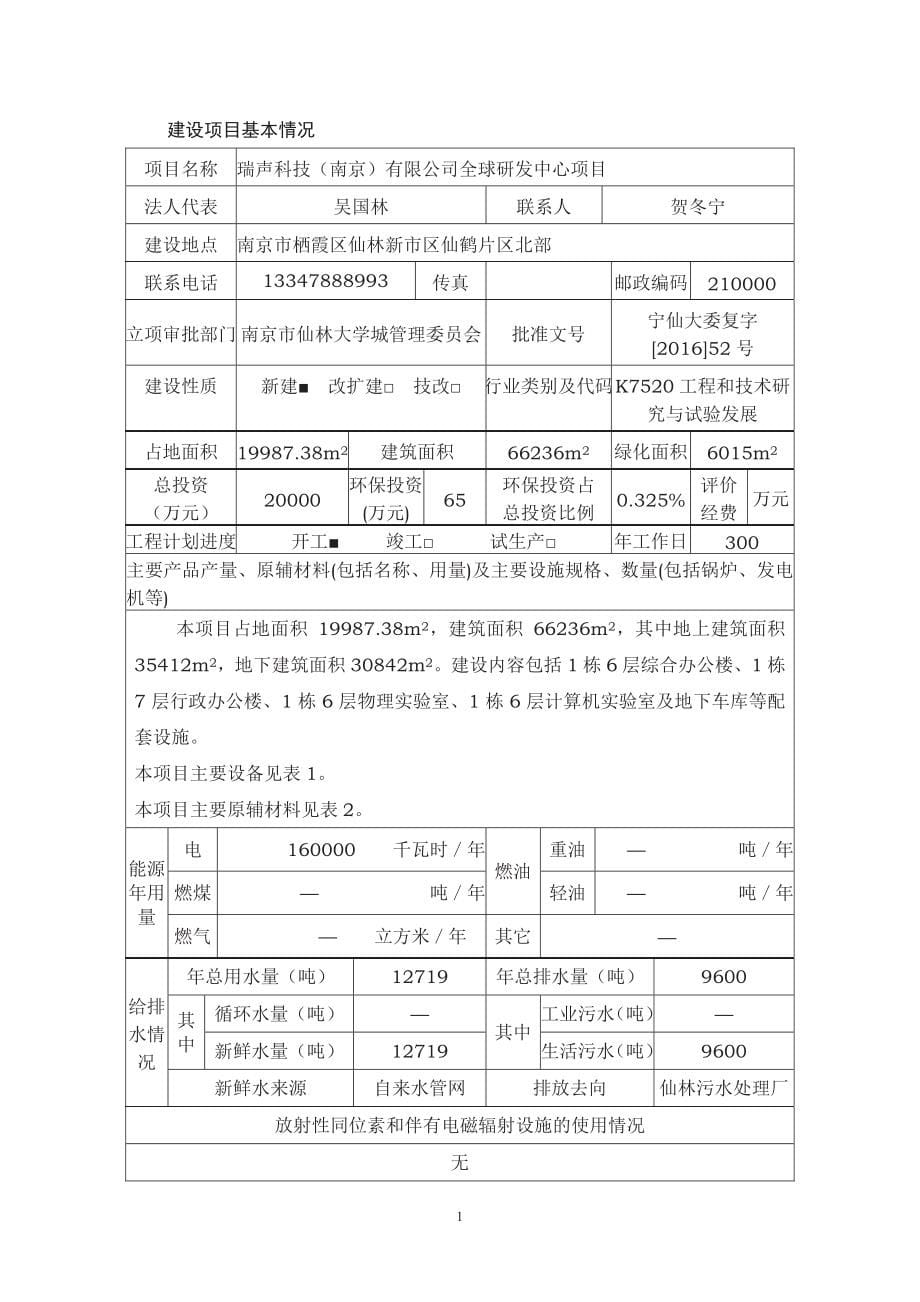 环境影响评价报告公示：全球研发中心环评报告_第5页