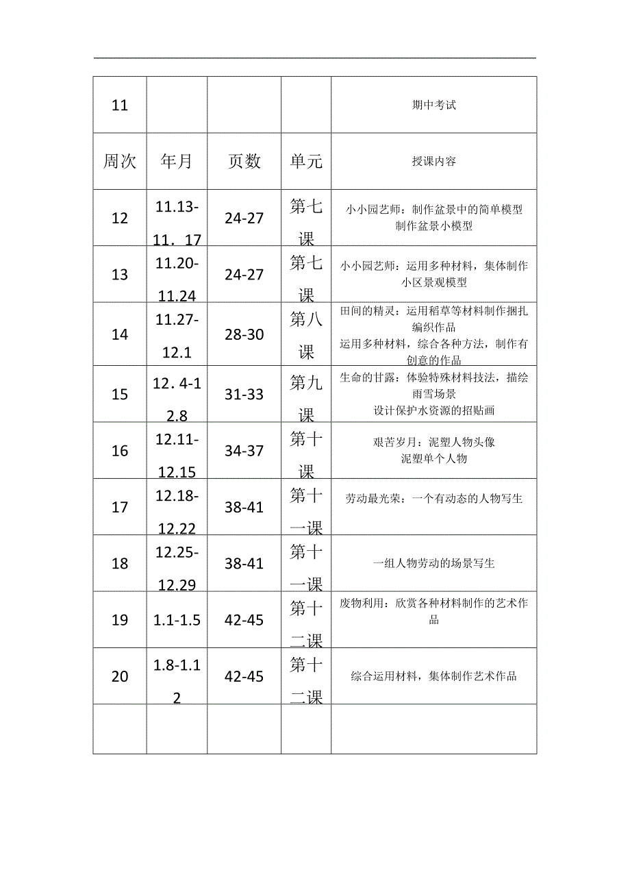 六年级上册美术教学计划-湘教版_第4页