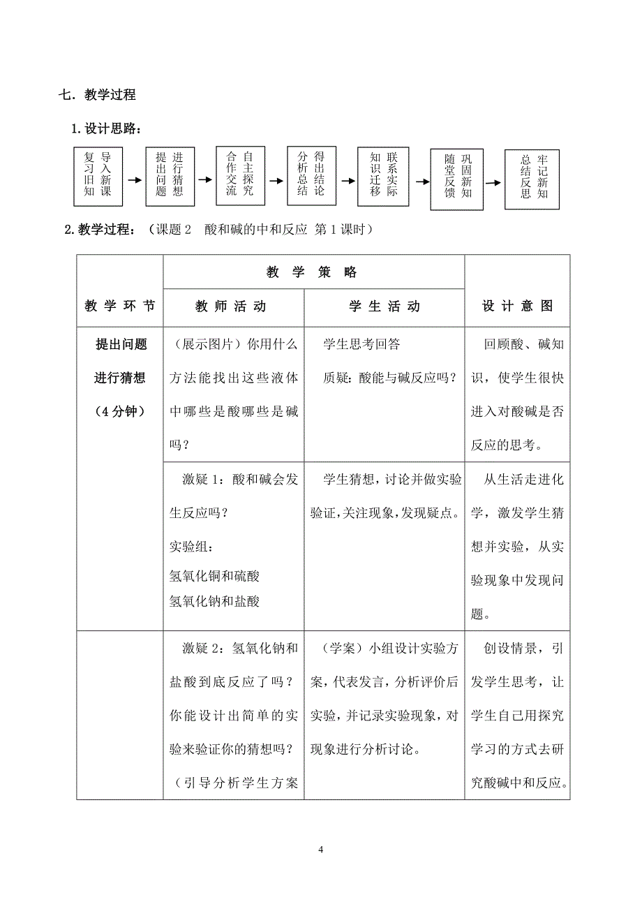 酸和碱的中和反应教案_第4页