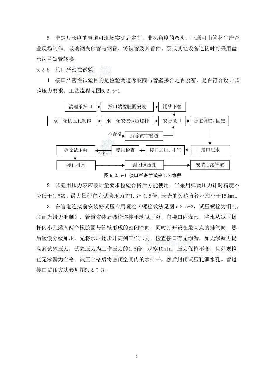 双橡胶圈承插式玻璃钢夹砂管施工工法_secret_第5页