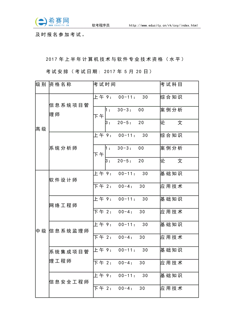 2017年上半年贵州软考程序员考试报名时间_第3页