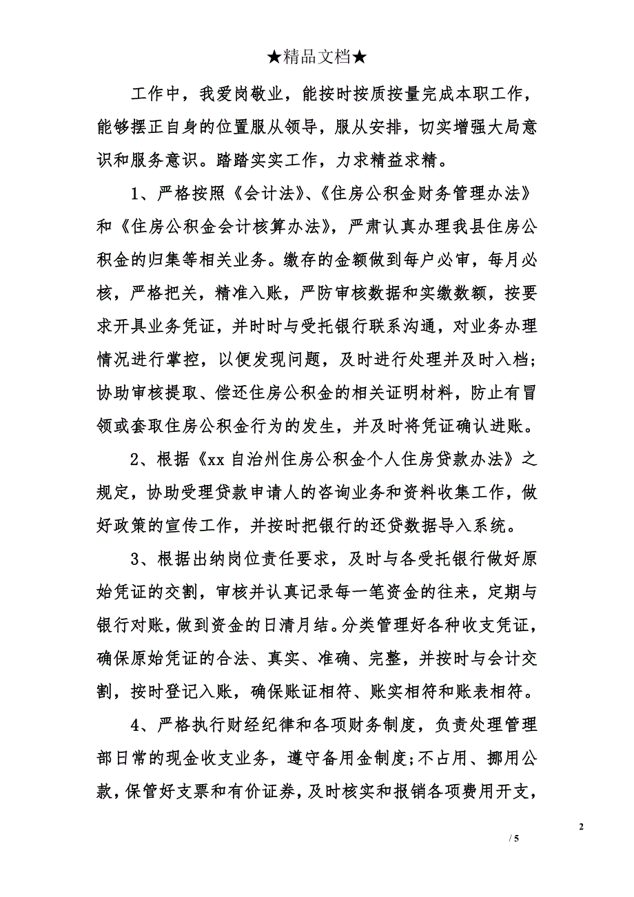 出纳个人年终工作总结优秀_第2页