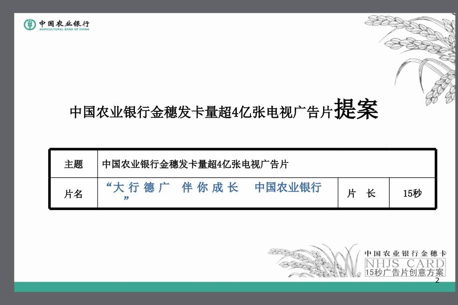 中国农业银行金穗卡广告创意方案_第2页