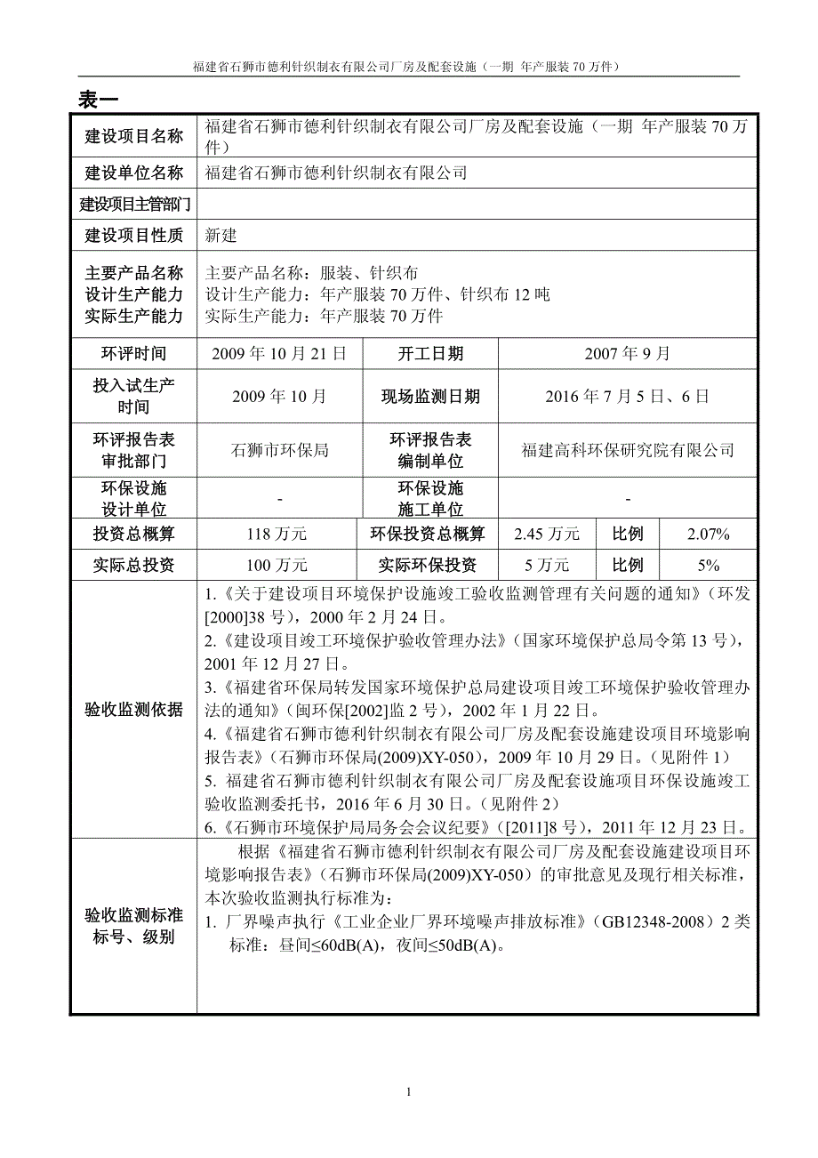 环境影响评价报告公示：福建省石狮市德利针织制衣厂房及配套设施狮环站验[]号环评报告_第3页