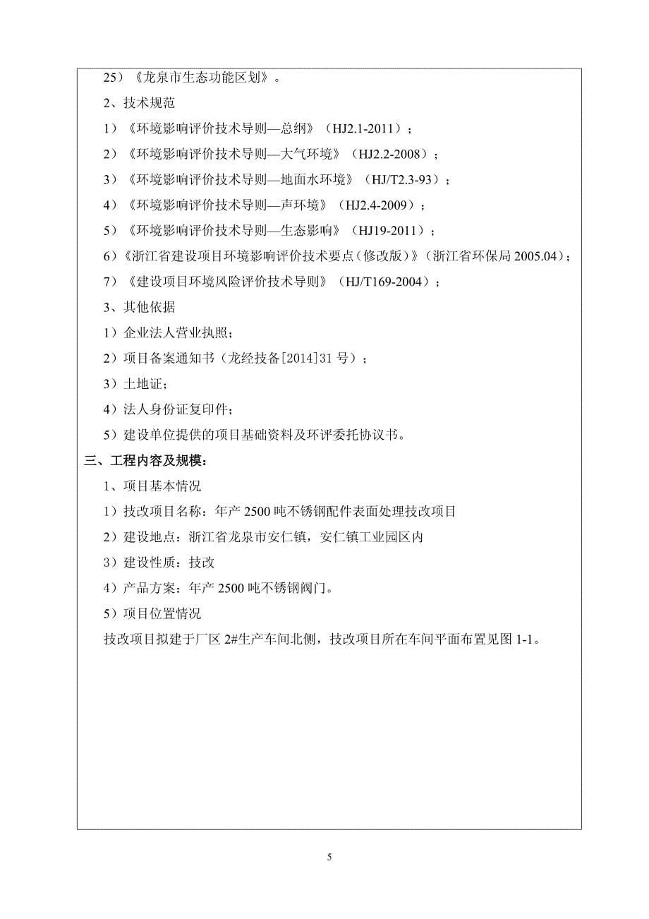 环境影响评价报告公示：浙江麦斯凯阀业不锈钢配件表面处理技改龙泉市安仁镇溪东工业环评报告_第5页