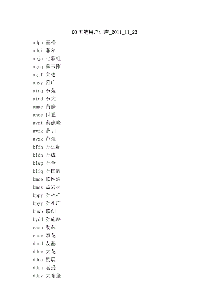 qq五笔用户词库_2011_11_23---_第1页