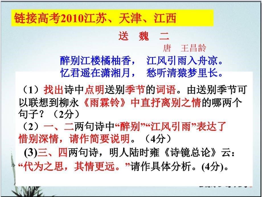 2011高考诗歌鉴赏方法指导(送别诗)_第5页