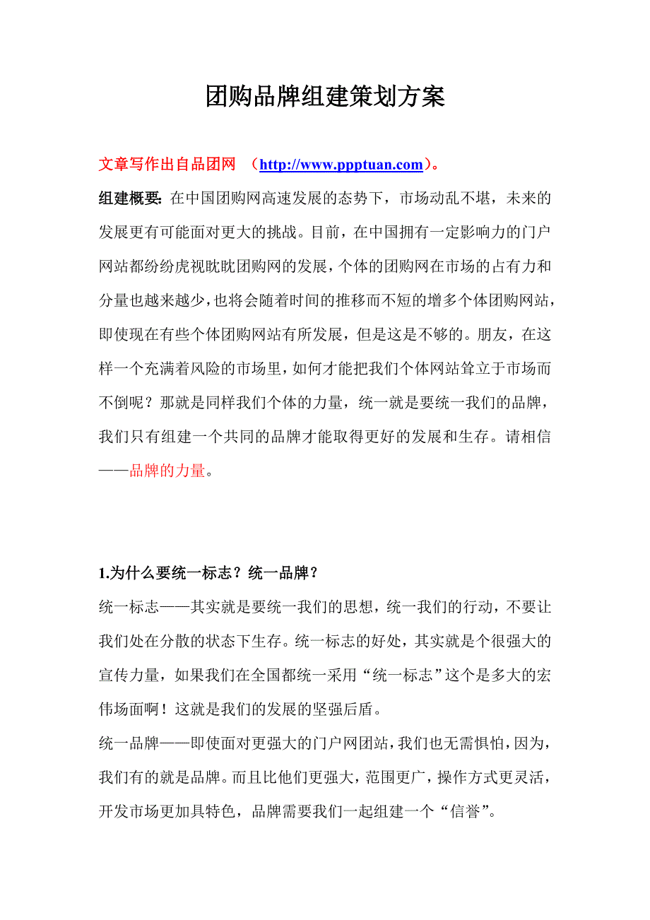 团购品牌组建策划方桉_第1页