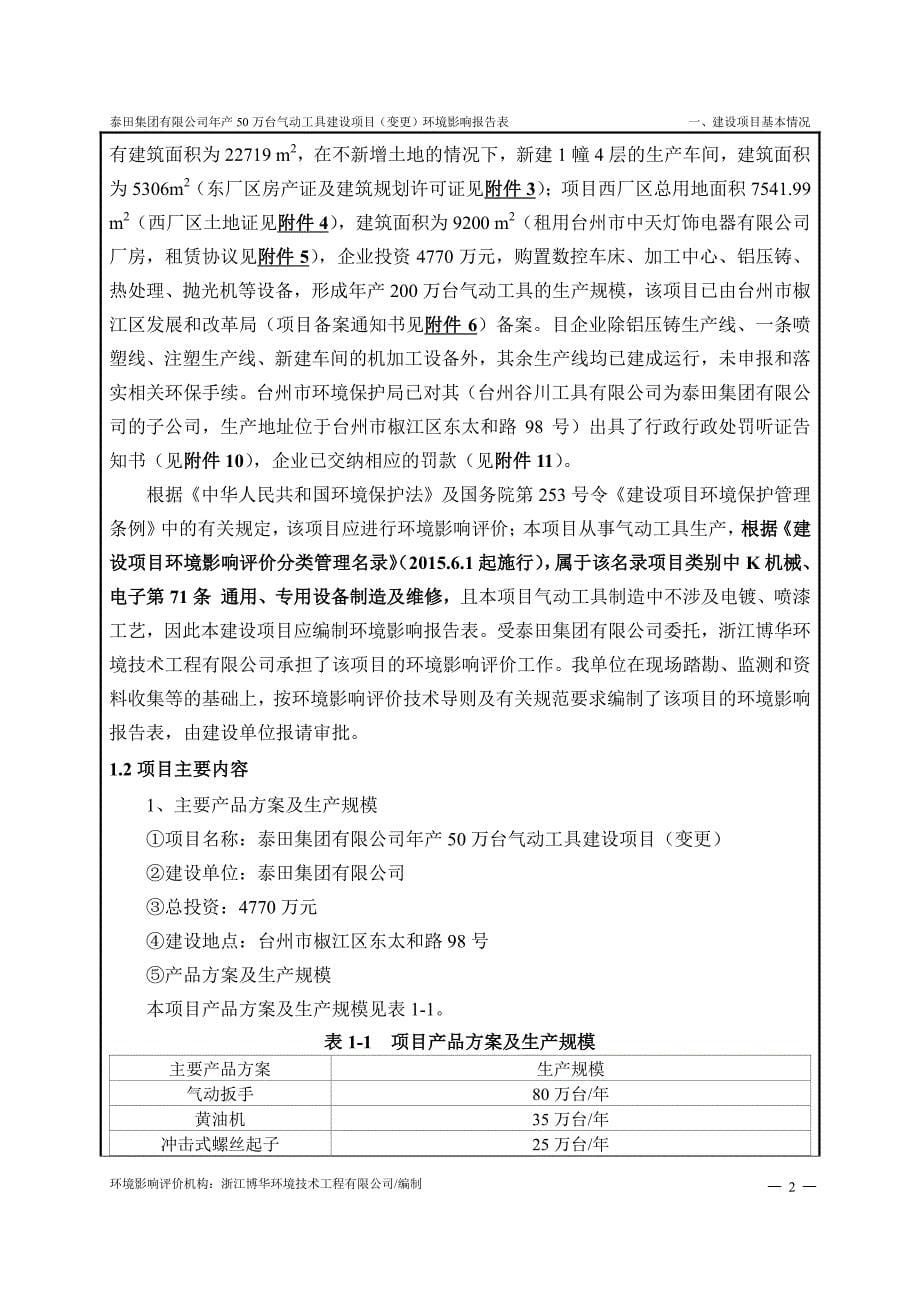 环境影响评价报告公示：年产50万台气动工具(变更)环评报告_第5页