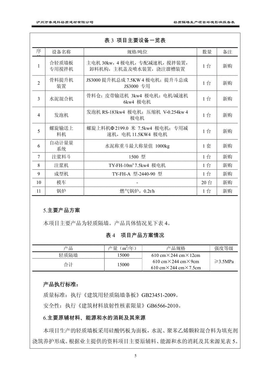 环境影响评价报告公示：轻质隔墙生泸州市江阳区况场街道游湾村社泸州万泰建科轻质建环评报告_第5页