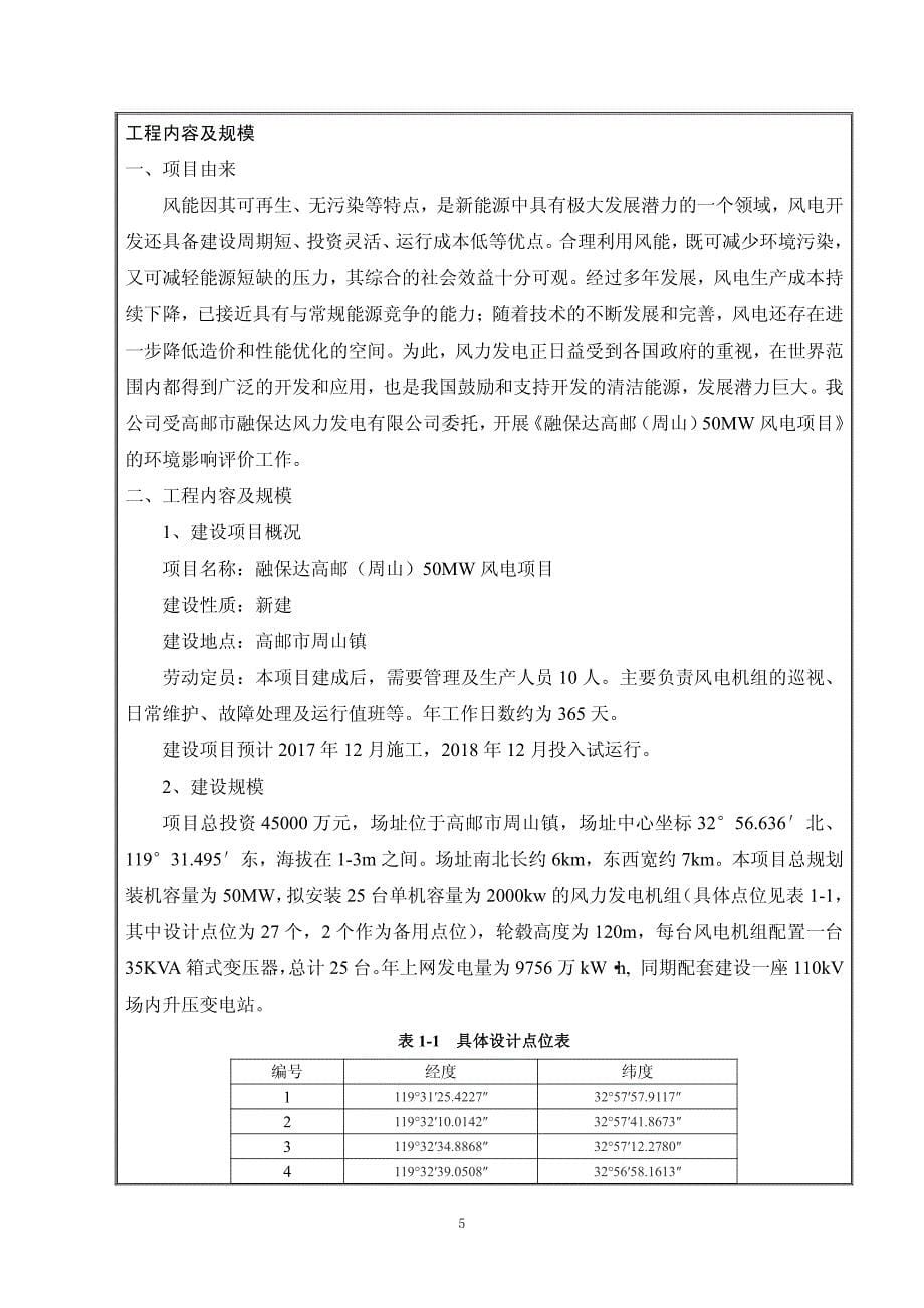 环境影响评价报告公示：融保达高邮(周山)50mw风电项目环评报告_第5页