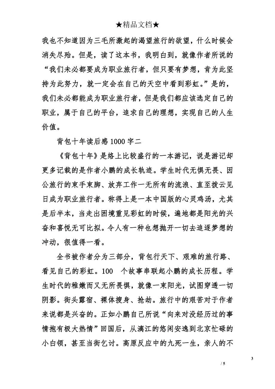 背包十年读后感1000字_第3页