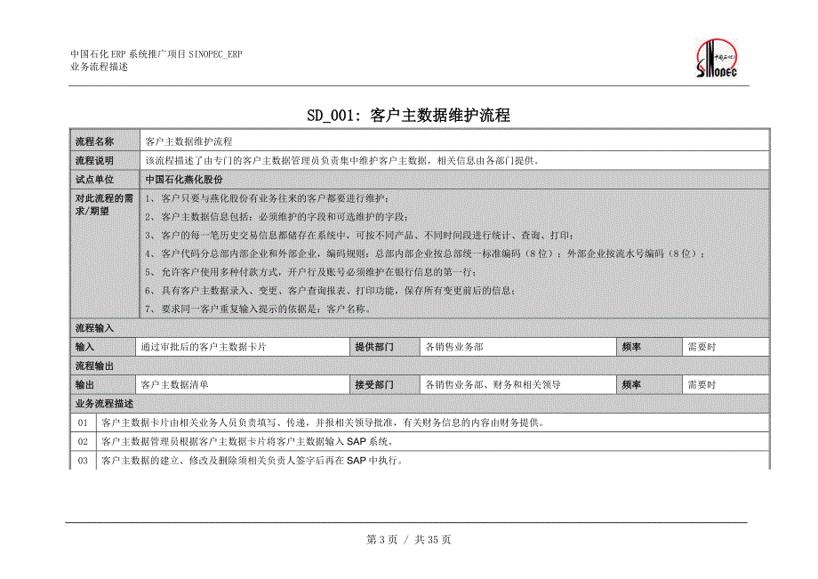 中国石化燕化股份ERP项目SD流程描述_第3页