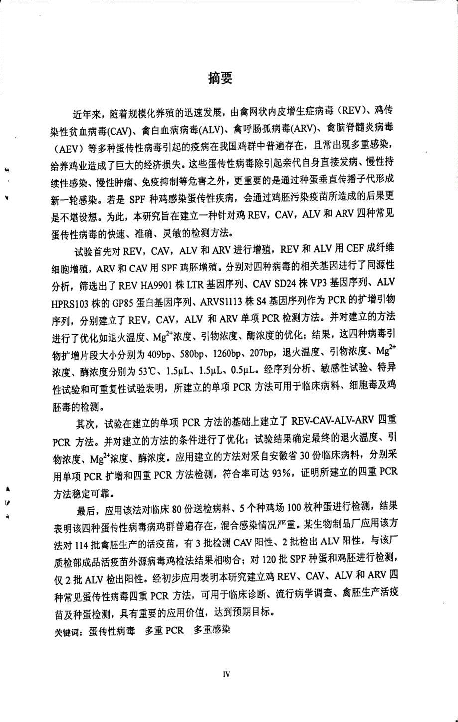 四种蛋传性病毒病多重PCR检测方法的建立_第5页