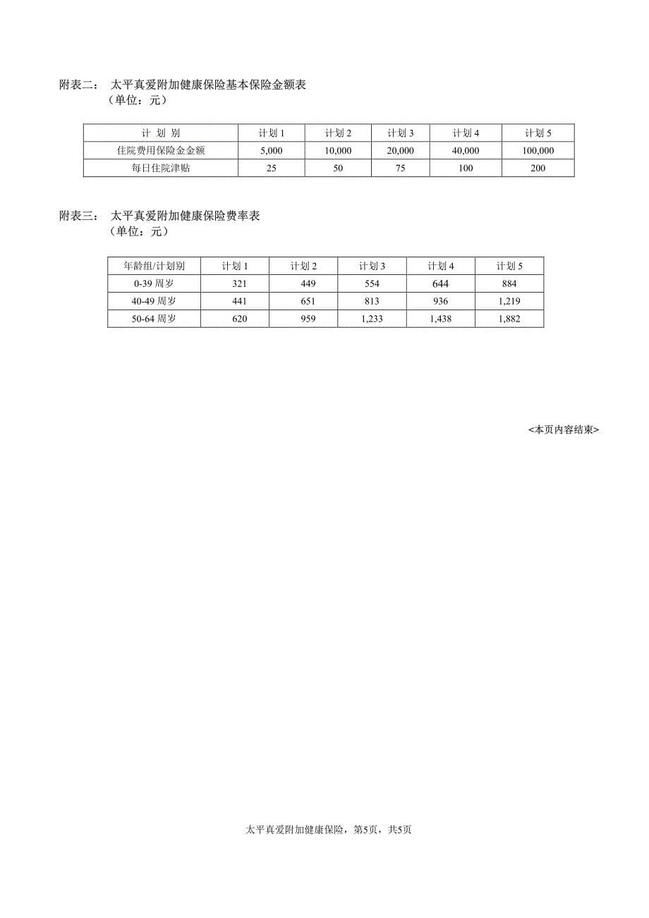 1007太平真爱附加健康保险条款final_第5页