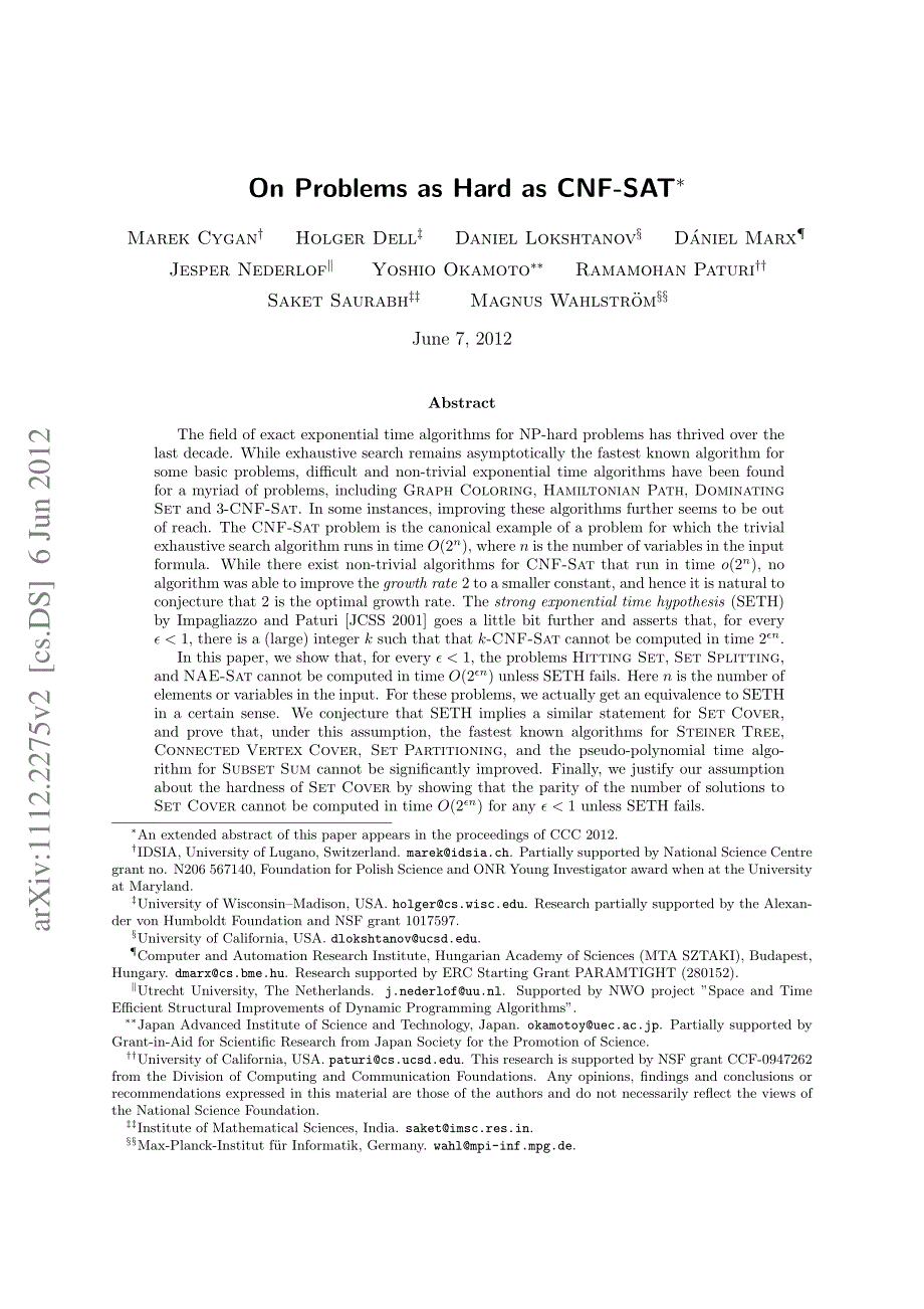 On Problems as Hard as CNF-SAT - Stanford University_第1页