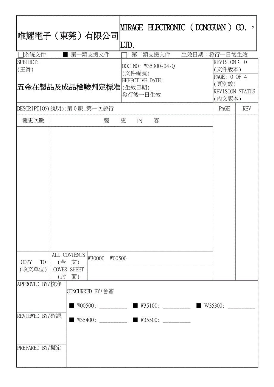 五金在制品及成品检验判定标准_第1页