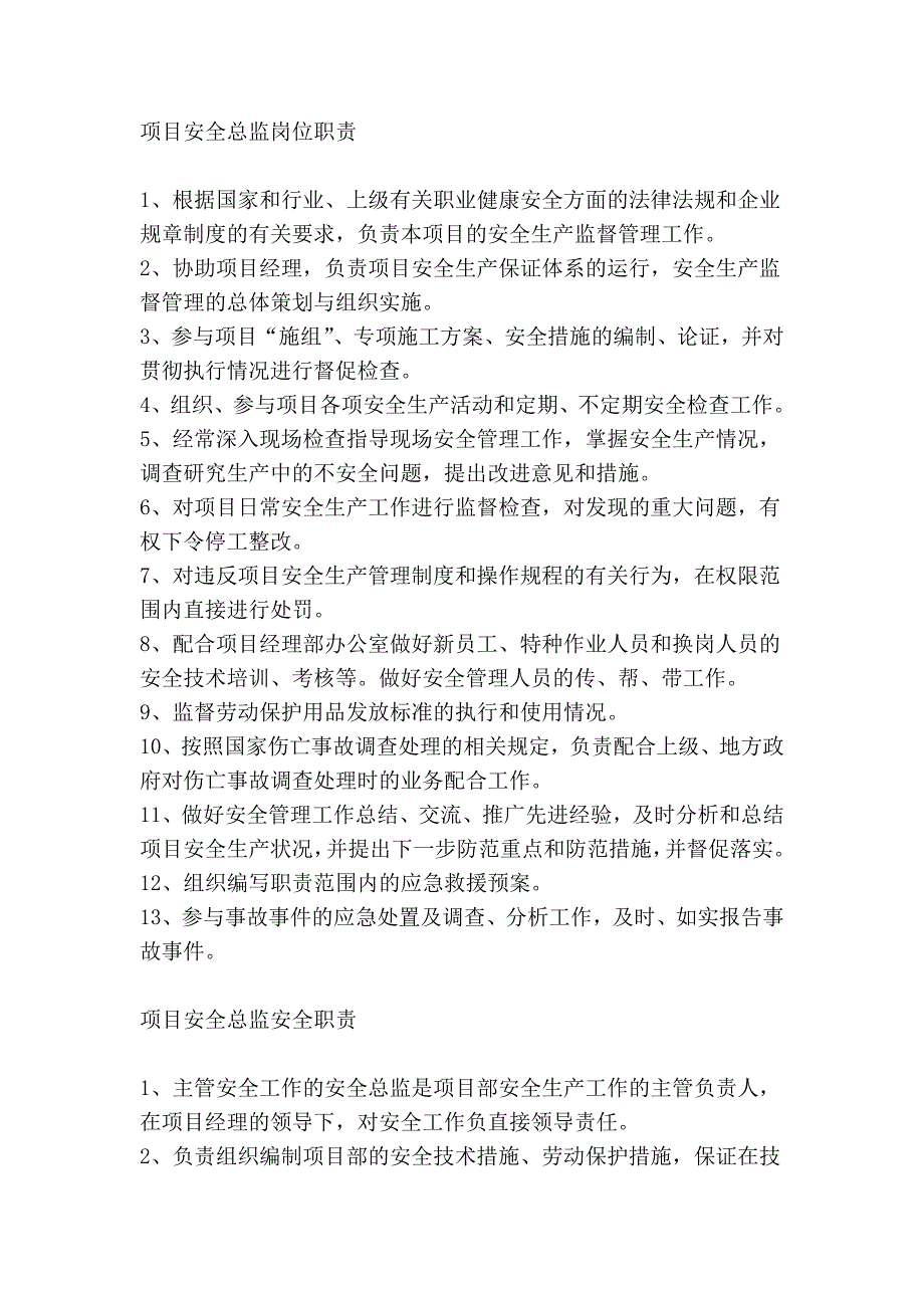 项目安全总监岗位职责和安全职责_第3页