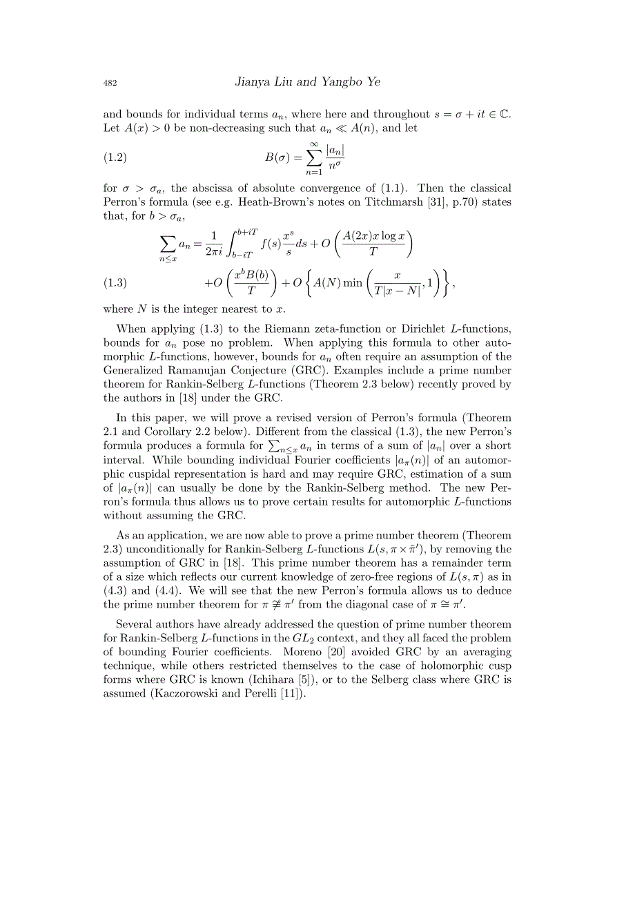 Perron′s Formula and the Prime Number Theorem for Automorphic_第2页