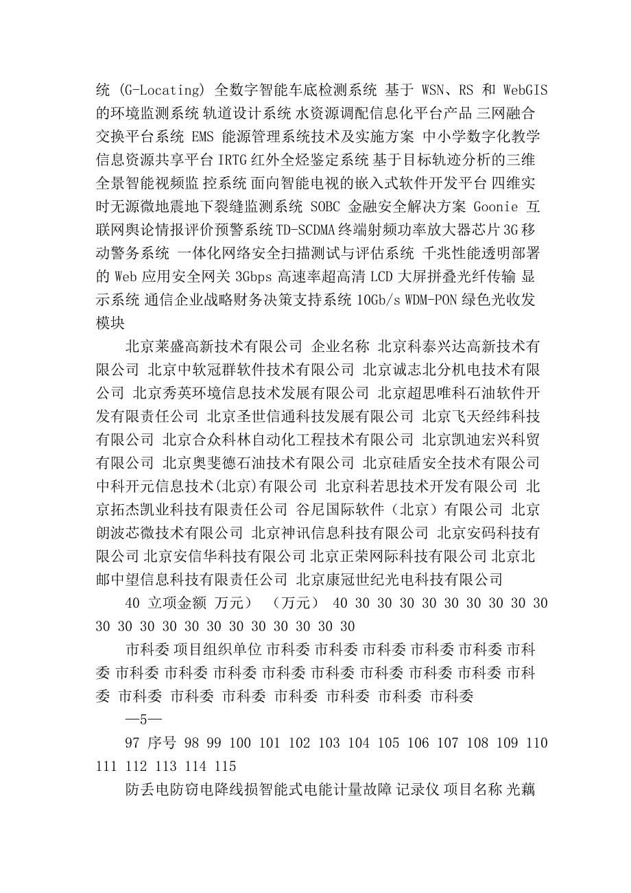 2011年度北京市科技型中小企业技术创新资金拟立项项目清单文库_第5页