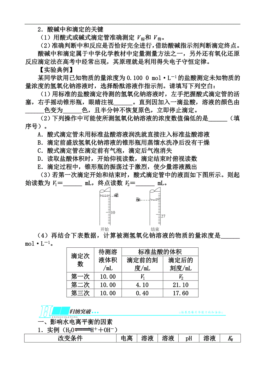 2014届高考化学一轮复习考纲点击教学案：第七单元水溶液中的离子平衡第2节水的电离和溶液的酸碱性_第3页