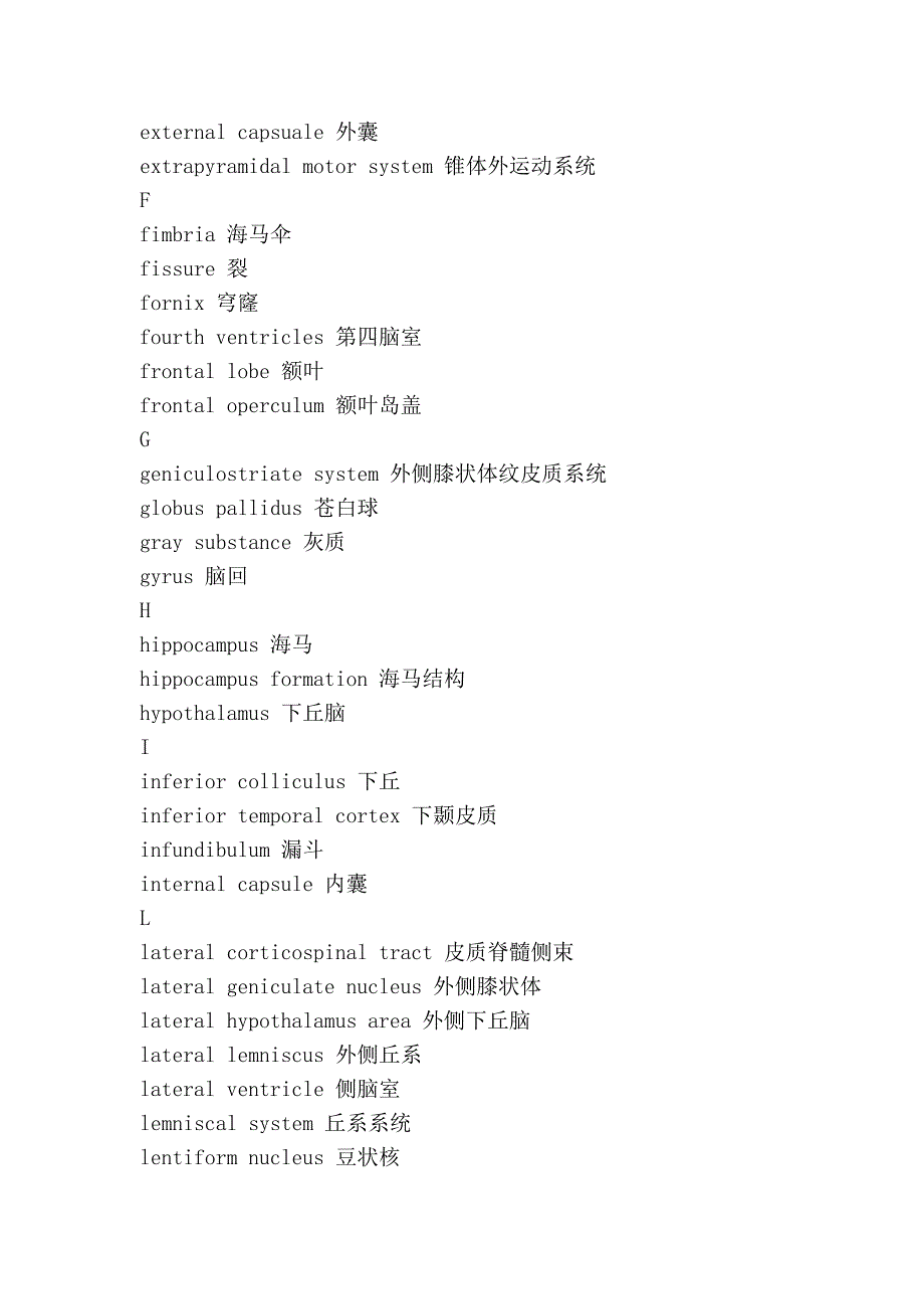 脑区名称英汉对照_第3页