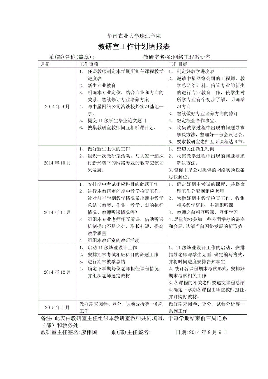 网工教研室2014年下半年工作计划_第1页