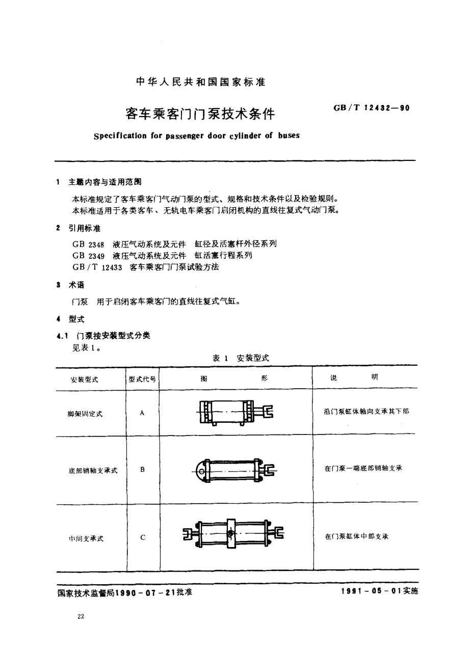 客车乘客门门泵技术条件_第1页