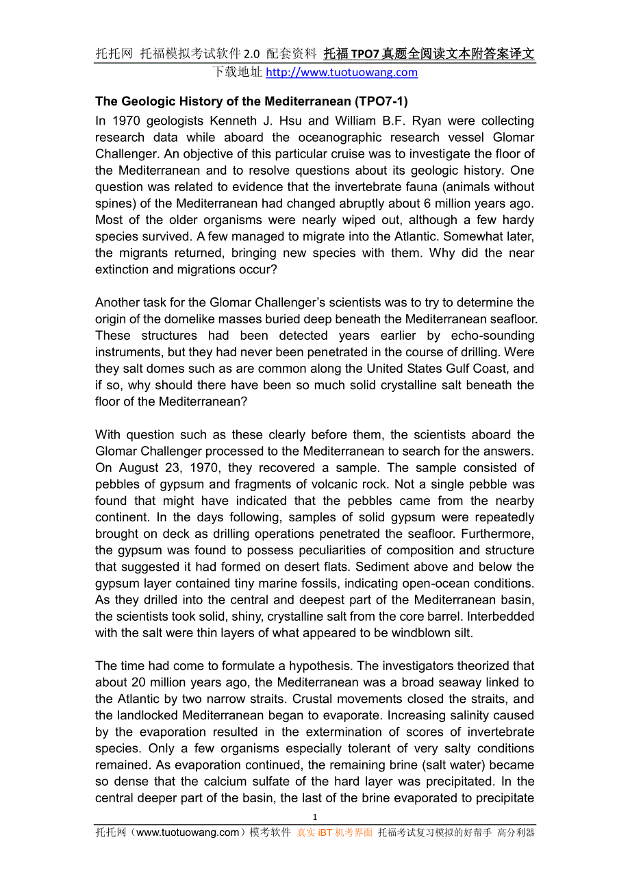 托福TPO7真题全阅读文本附答案译文_第1页