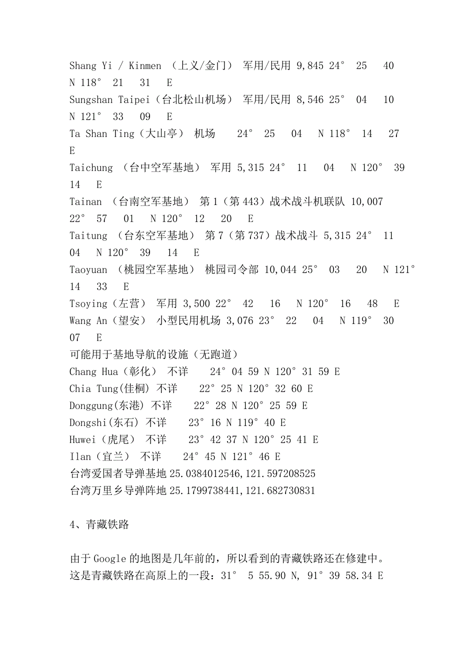 谷歌地球坐标大全_第4页