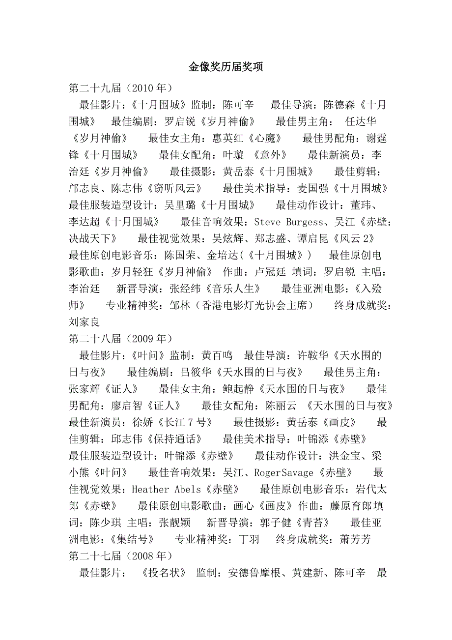 金像奖历届奖项_第1页