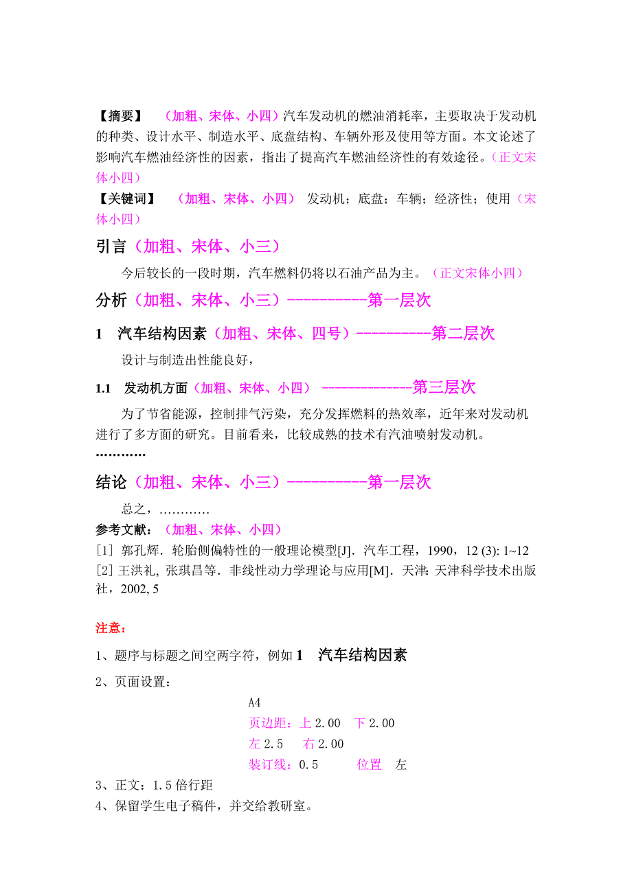 毕业论文封面、内容格式要求模式_第2页