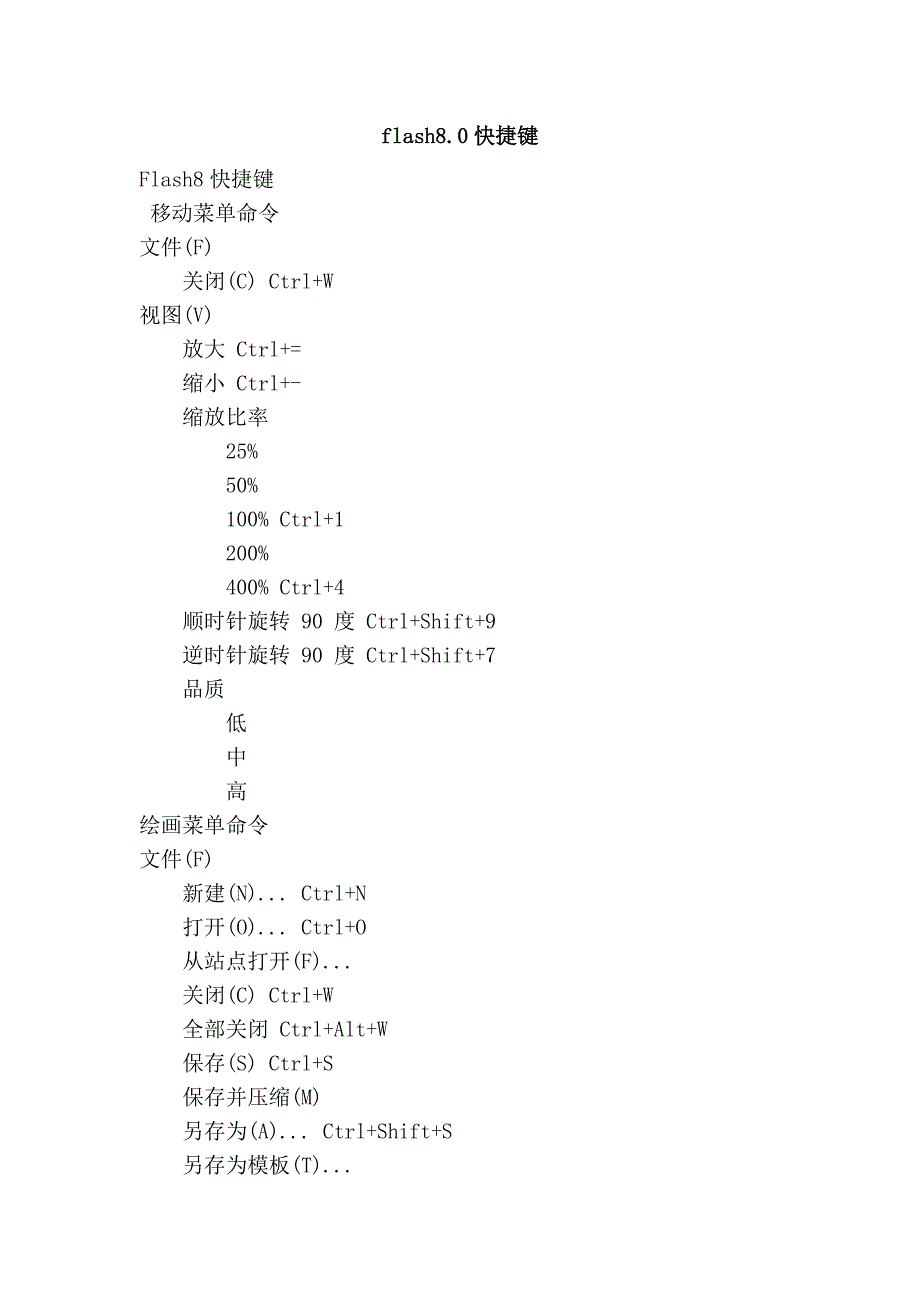 flash8.0快捷键_第1页