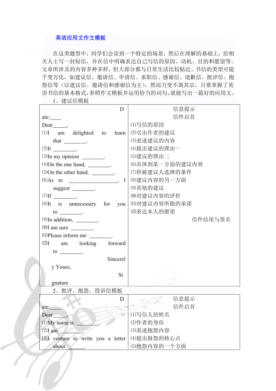 高中英语应用文作文模板_第1页